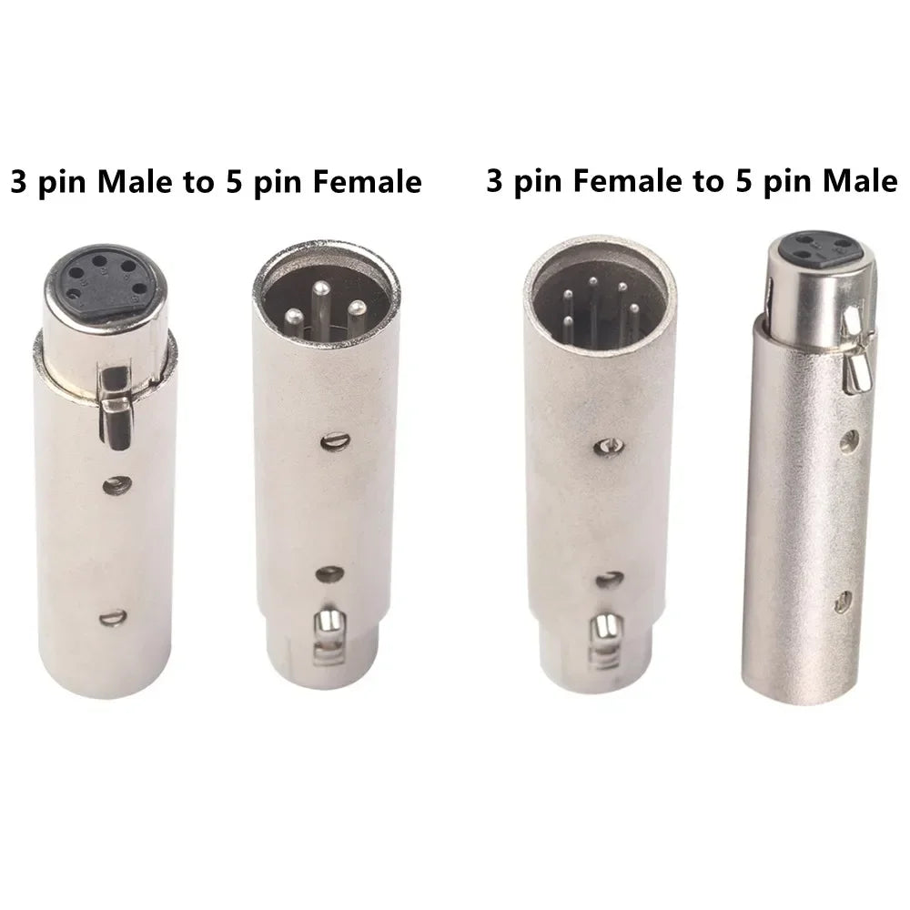 3 Pin XLR To 5Pin DMX Metal Cased Converter Audio-Lighting Adapter 3-Pin Male To 5 Pin Female 3 Pin Female To 5 Pin Male Connect