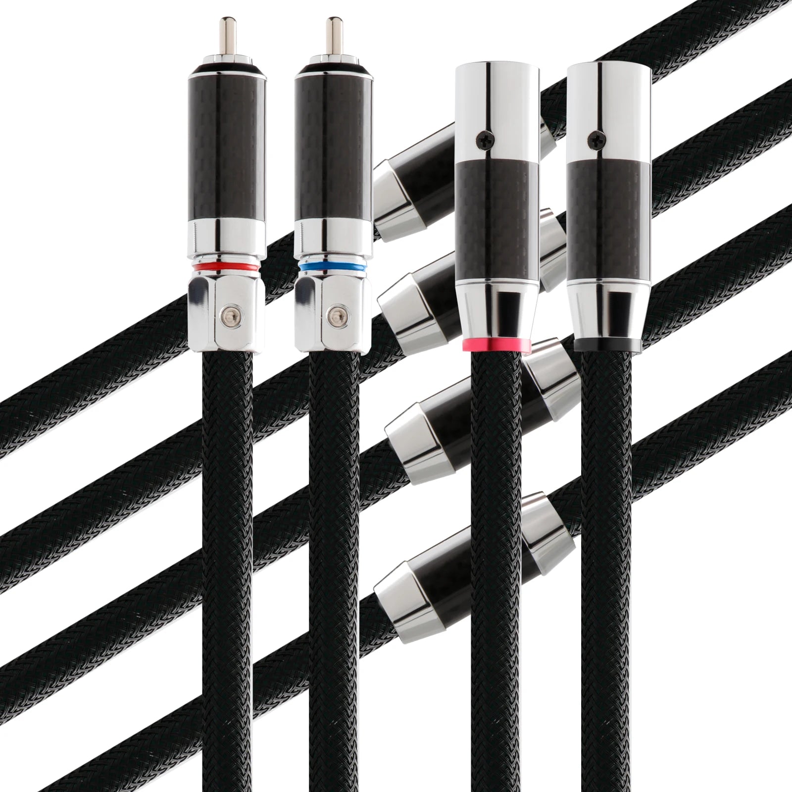 Pair RCA to Pair XLR Cable High Grade Carbon Fiber Rhodium Plated Wire