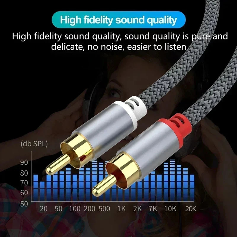 2 Rca To 2 Rca Stereo Cables Male To Male Aux Cable Jack