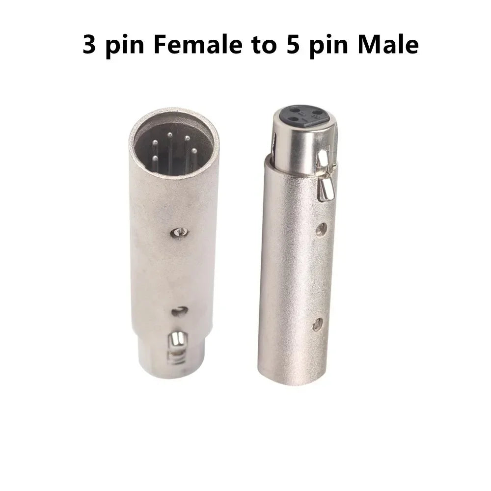 3 Pin XLR To 5Pin DMX Metal Cased Converter Audio-Lighting Adapter 3-Pin Male To 5 Pin Female 3 Pin Female To 5 Pin Male Connect