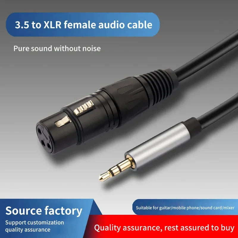 XLR Female to 3.5mm Audio Cable Balanced Analog Audio Cord