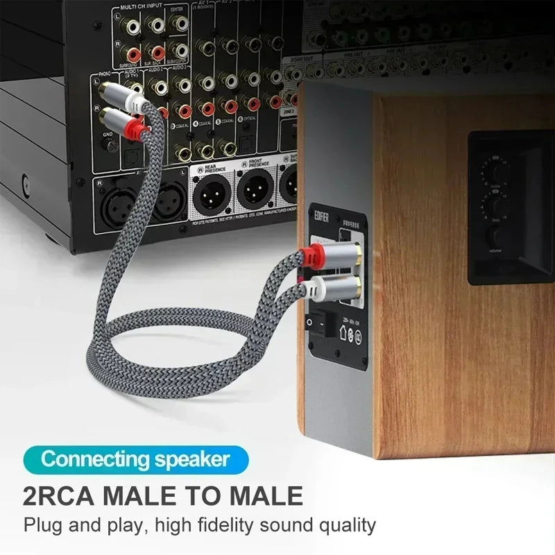 2 Rca To 2 Rca Stereo Cables Male To Male Aux Cable Jack