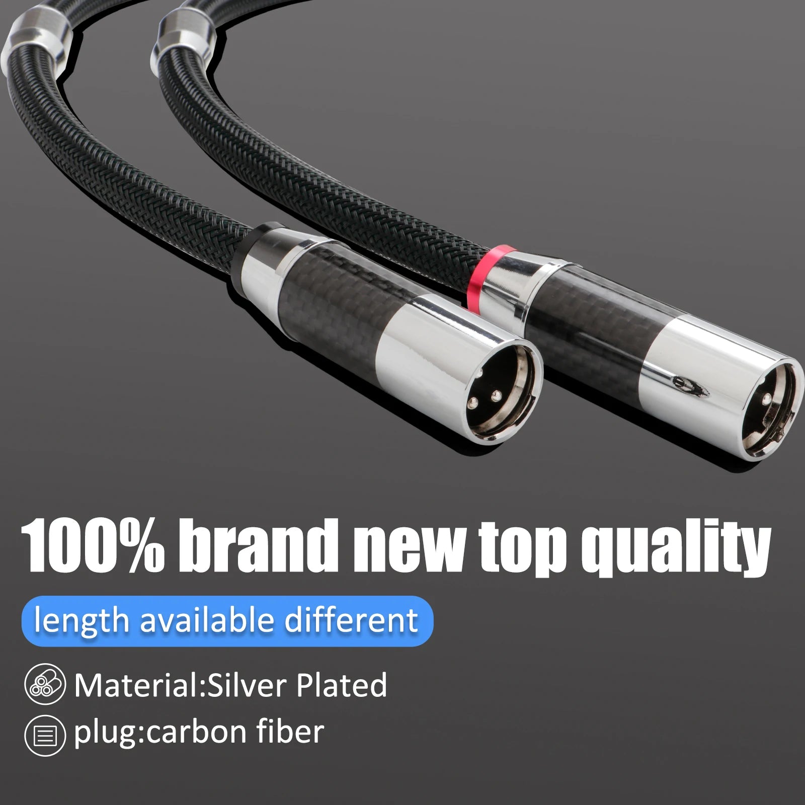 Pair RCA to Pair XLR Cable High Grade Carbon Fiber Rhodium Plated Wire
