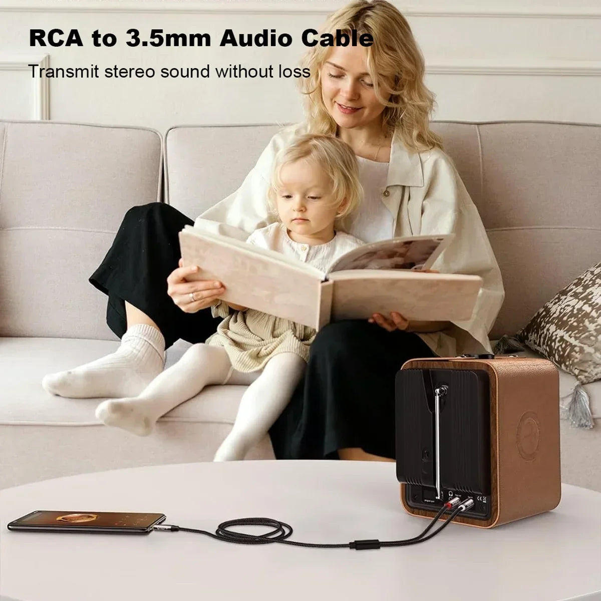RCA To 3.5mm Stereo Audio Cable 100% Shield 3.5mm Male To 2RCA Male Aux Cord