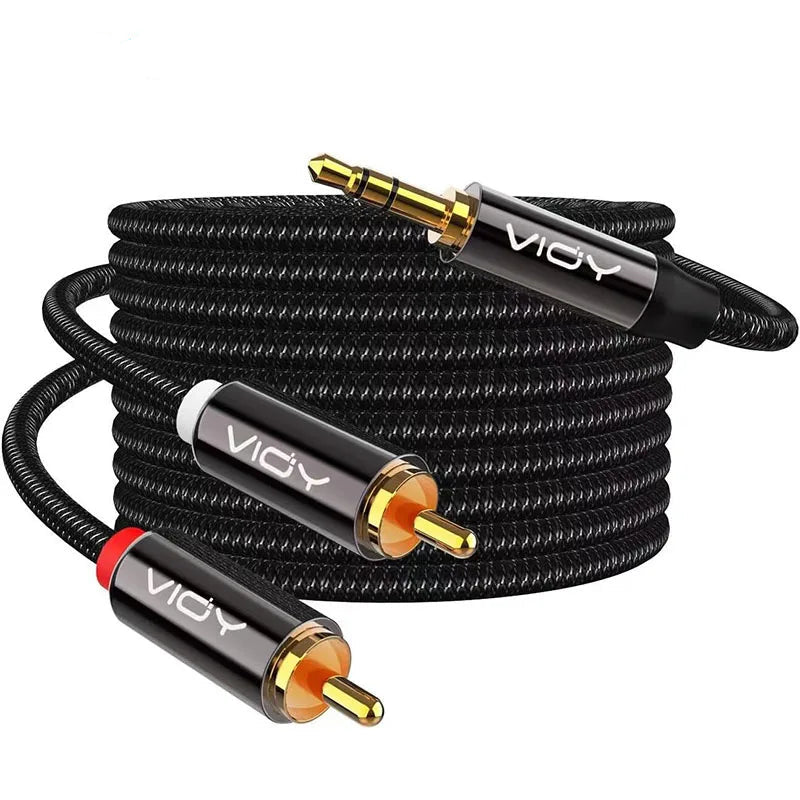 RCA To 3.5mm Stereo Audio Cable 100% Shield 3.5mm Male To 2RCA Male Aux Cord