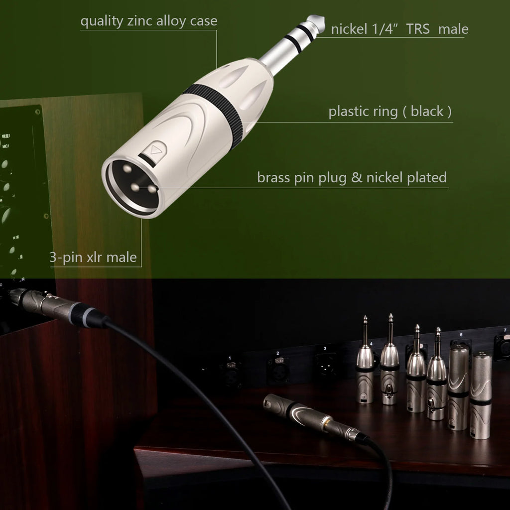 1pc XLR Male/Female to 1/4 Inch TRS Adapter