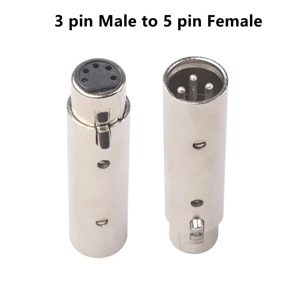 3 Pin XLR To 5Pin DMX Metal Cased Converter Audio-Lighting Adapter 3-Pin Male To 5 Pin Female 3 Pin Female To 5 Pin Male Connect
