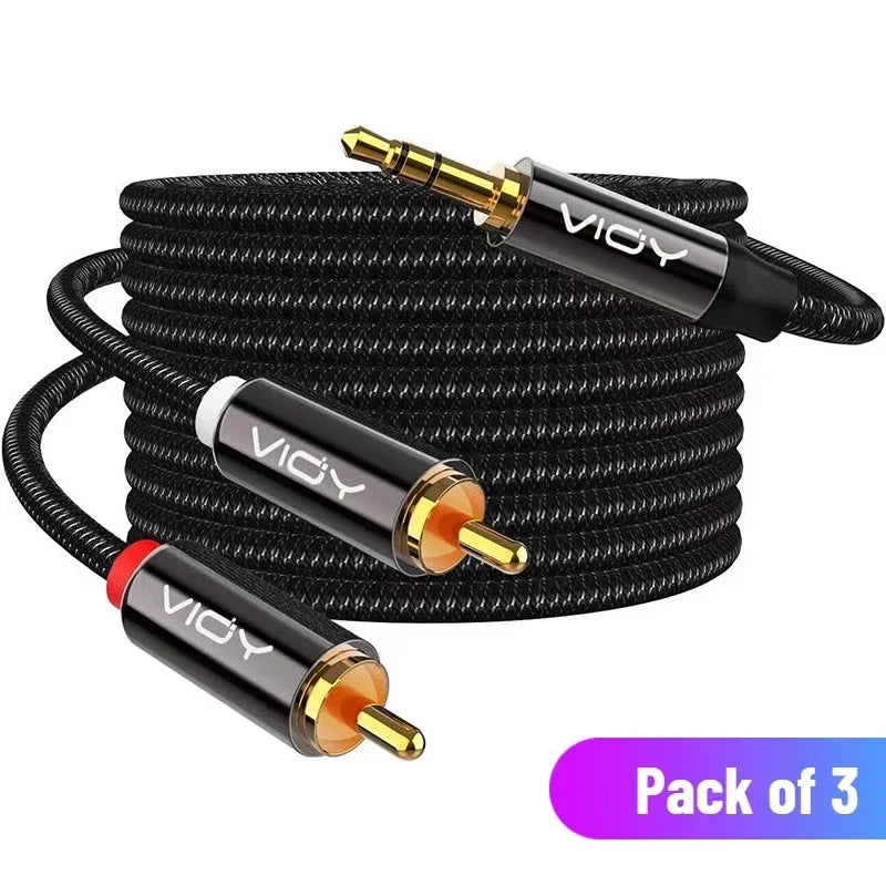 RCA To 3.5mm Stereo Audio Cable 100% Shield 3.5mm Male To 2RCA Male Aux Cord