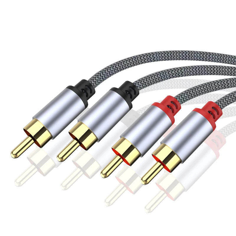 2 Rca To 2 Rca Stereo Cables Male To Male Aux Cable Jack